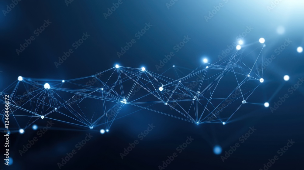 Poster futuristic artificial intelligence technology represented by a d glowing neural network.