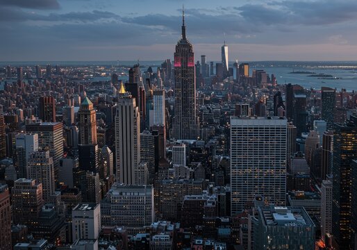 new york city manhattan midtown at dusk
