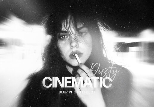 Dusty Cinematic Blur Photo Effect Mockup