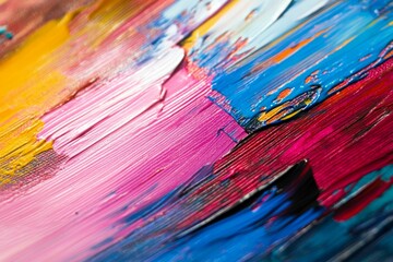 Fototapeta premium Close-up of colorful paint brushstrokes on canvas. AI generated