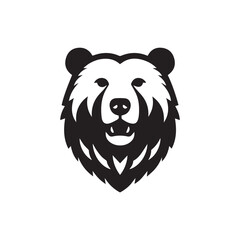 Bear head silhoutee vector on white background 