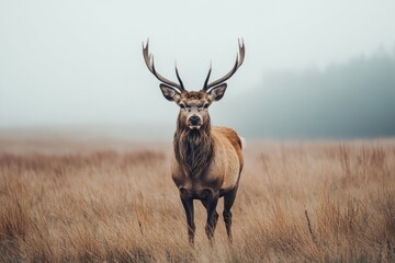 Obraz premium Majestic deer in autumn forest with soft focus. AI generated