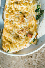 omelet with spinach and ham.
