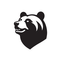 Bear head silhoutee vector on white background 