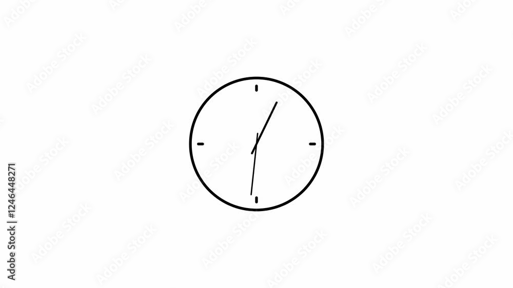 Poster clock icon counting down 24 hours day fast speed. circle digital and analog clock animation loop bac