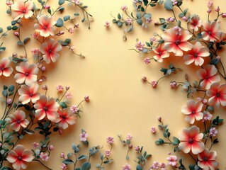 Beautiful Floral Border with Delicate Flowers in Soft Pastel Colors for Seasonal Themes