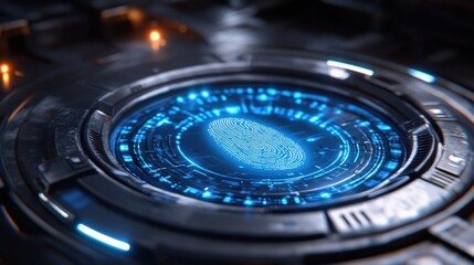 Futuristic Technology Background with Digital Fingerprint Display