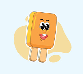 Cute popsicle character illustration. Summer ice cream character.