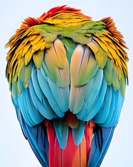 Fototapeta premium Vibrant close-up of a macaw's colorful feathers showcasing intricate patterns and textures