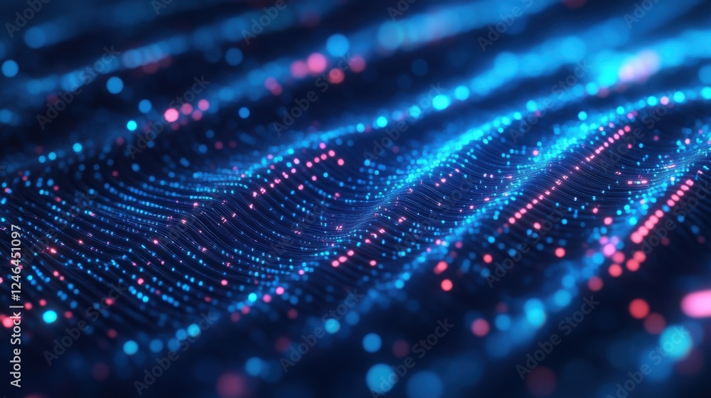 Poster abstract digital wave background with colorful data points