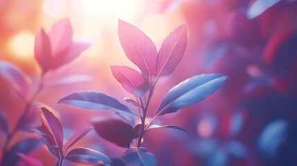 Fototapeta premium Sunset leaves, garden bokeh, nature backdrop