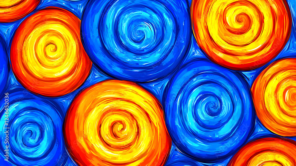 Poster colorful spiral patterns abstract art digital design vibrant environment close-up view creative expr
