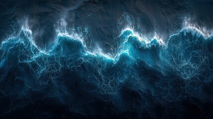 Deep Blue: An aerial perspective of ocean waves cresting and breaking