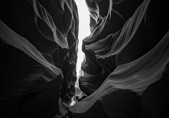 vertical greyscale shot of beautiful cliffs in antelope canyon usa