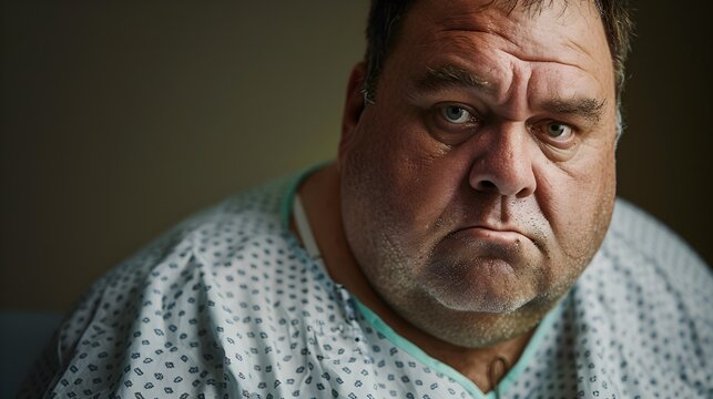 Unmasking the Struggle A Closeup Portrait of a Man Battling Severe Obesity