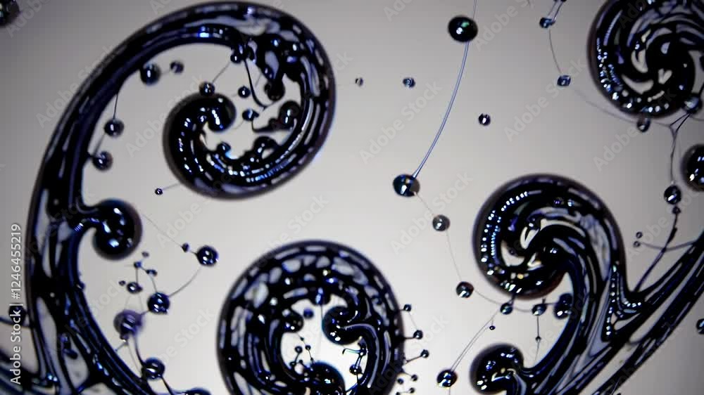 Poster Captivating demonstration of fluid dynamics with black liquid creating mesmerizing patterns in slow motion