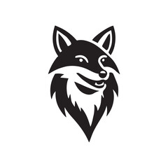 Fox head silhoutee Vector on white background 
