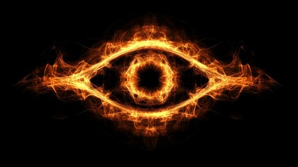 Abstract glowing third eye symbol isolated on black background digital artwork fantasy environment artistic viewpoint spiritual concept