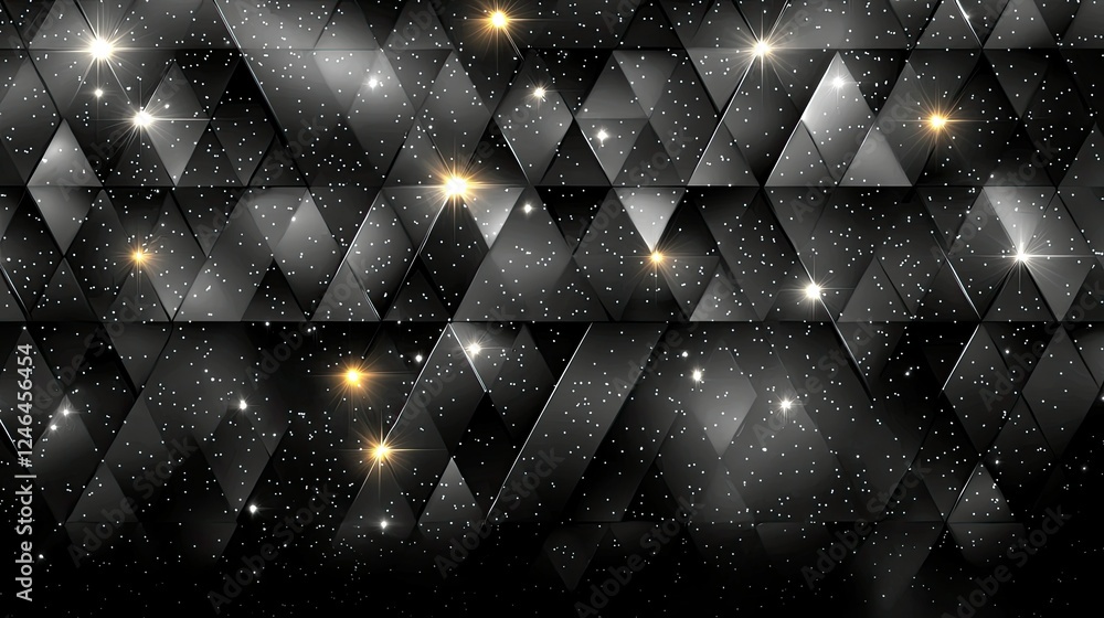 Aufkleber Abstract Black Triangle Pattern with Sparkling Lights