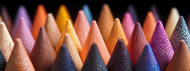 A close-up shot of the tips and color pencil leads
