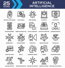 ARTIFICIAL INTELLEGENCE OUTLINE ICON COLLECTION
