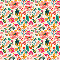 Beautiful seamless floral pattern with watercolor summer flowers