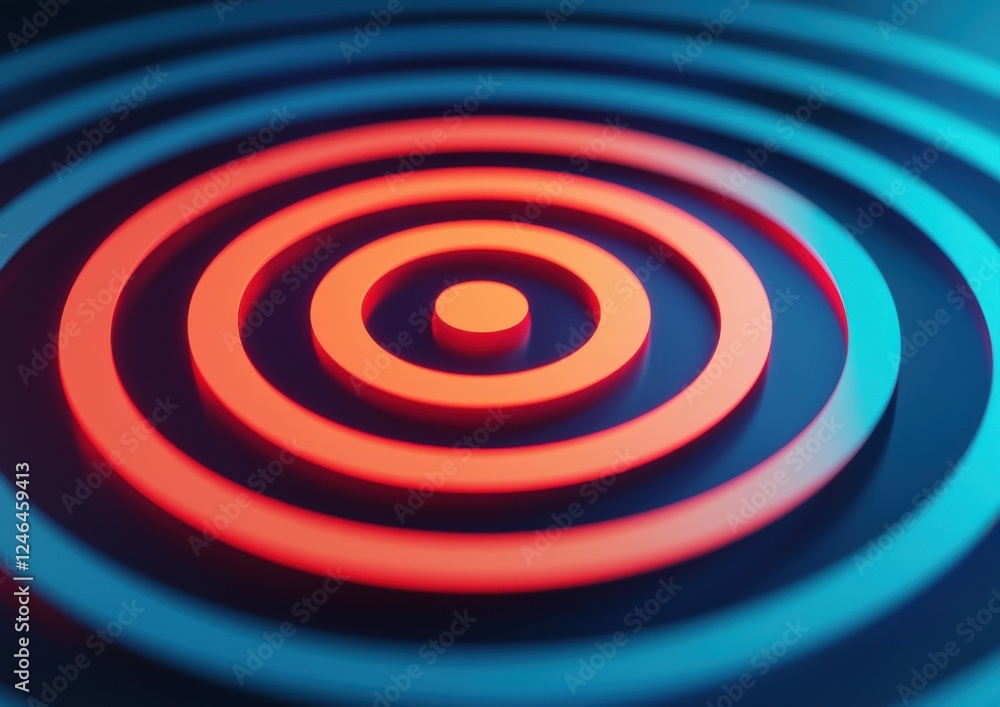 Poster a vibrant design featuring concentric circles in red and blue, creating an eye-catching, modern visu