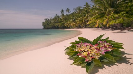Tropical Beach Floral Heart Arrangement Idyllic Paradise
