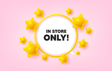 Store sale frame banner. Speech bubble offer. In store sale tag. Special offer price sign. Advertising discounts symbol. 3d stars glitter tag. Golden frame banner. Vector