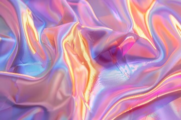 Fototapeta premium Image of Holographic iridescent effect silk material. Texture for background usage