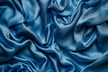 Fototapeta premium Image of Blue silk fabric drapery material. Texture for background usage