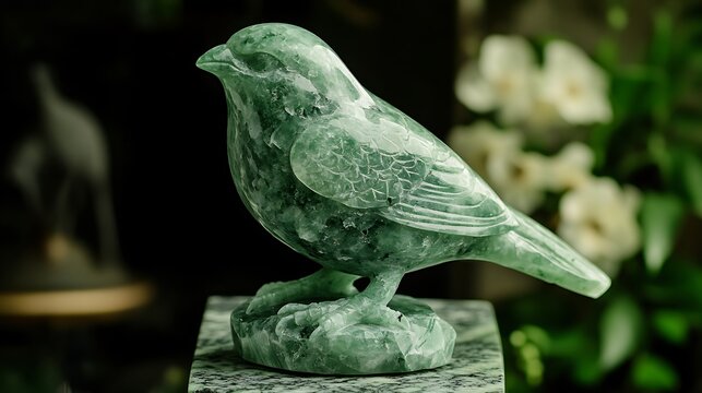 Exquisite jade birds sculpture showpiece carved jade birds for elegant home interiors