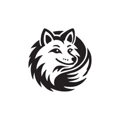 Fox head silhoutee Vector on white background 