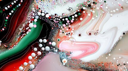 Abstract Colorful Swirls and Bubbles on Digital Canvas Design