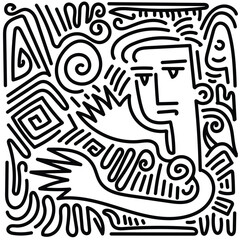 Sullen face with hand for hug. Simple illustration. Hand drawn doodle for sticker, postcard, wallpaper, mural, fabric, prints, etc