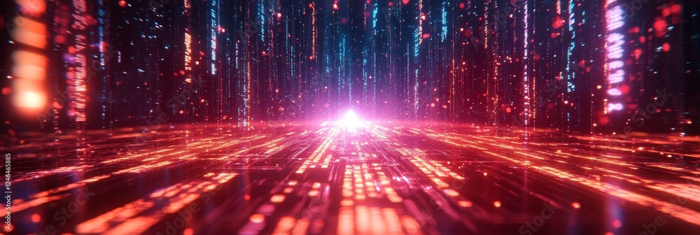 Poster abstract technology stream of digital data flowing through cyberspace, big data concept background