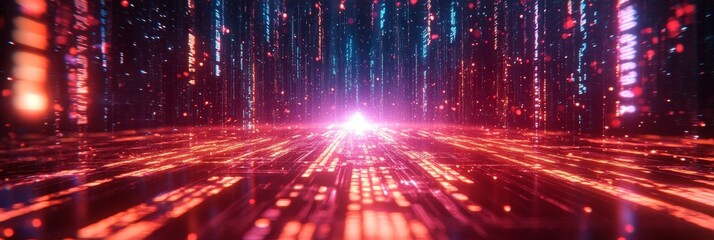 Abstract Technology Stream of Digital Data Flowing Through Cyberspace, Big Data Concept Background