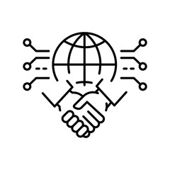 Digital inclusion black line icon.