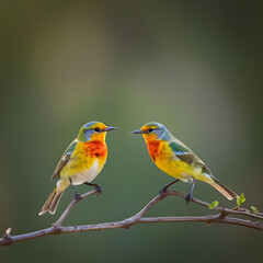 two birds on a twig