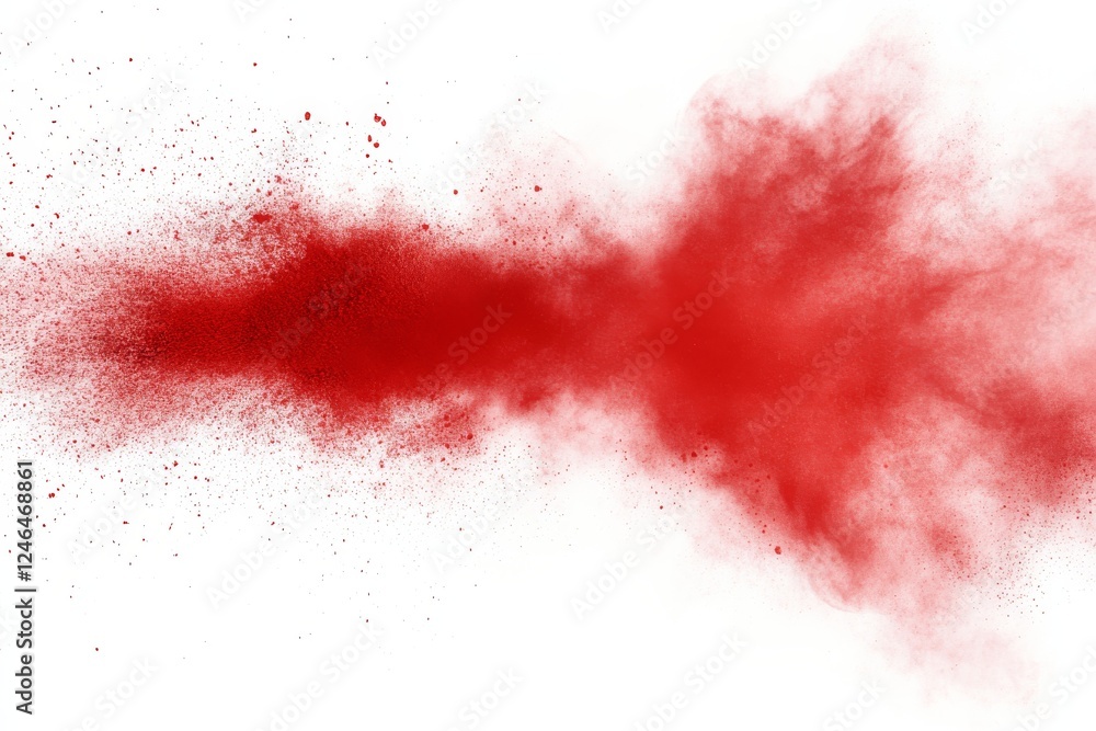 Leinwandbilder A cloud of bright red powder explodes against a white background, creating a striking visual impact and emphasizing movement and energy in color play