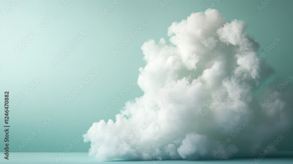 Leinwandbilder a soft fluffy white cloud shape is positioned at the center, featuring shadows that enhance its thre