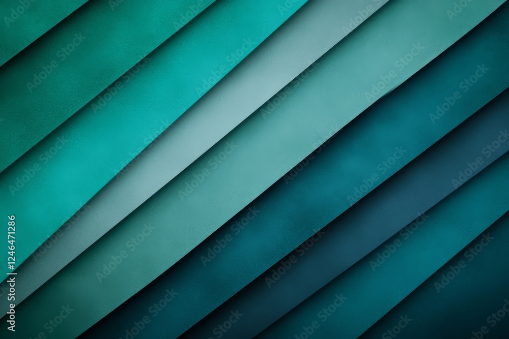 Poster Abstract composition features a gradient background blending muted green and teal hues, complemented by faint geometric patterns and ample copy space on the right