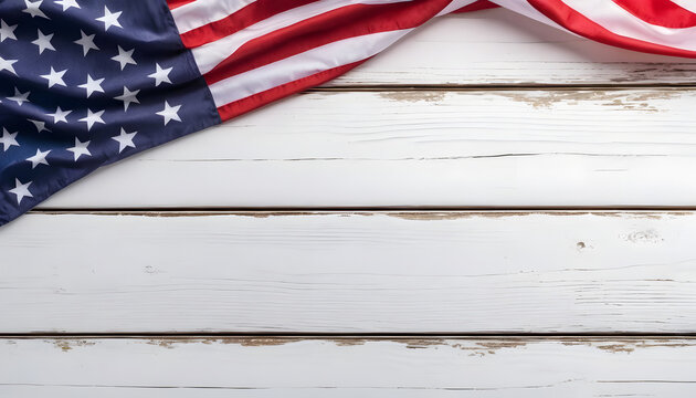 American flag on whitewashed wood