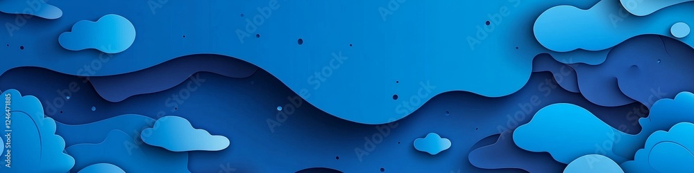 Poster abstract blue flowing waves background smooth gradient shapes depth clean lines bright modern design