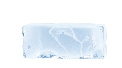 Obraz premium Rectangular ice block with a frosted, textured surface. Ideal for beverage presentations, food styling, and creative visual designs. Isolated on white background.