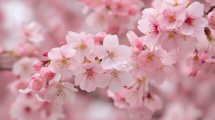 Fototapeta premium A close-up of pink cherry blossoms in full bloom.