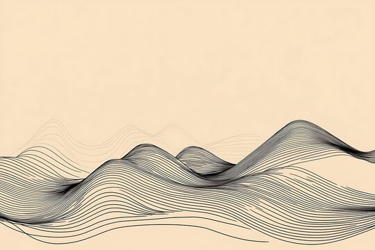 Abstract Line Art Landscape on Beige Background