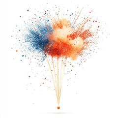 Vibrant firework explosion, dynamic vector illustration, colorful bursts against white background, celebratory and festive atmosphere