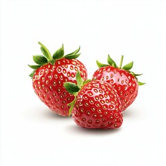 Vibrant Fresh Organic Strawberries, bright red colors, succulent fruit collection, isolated on pure white background, perfect for culinary use