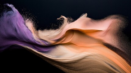 Dynamic Flow of Colorful Powder Across a Dark Background